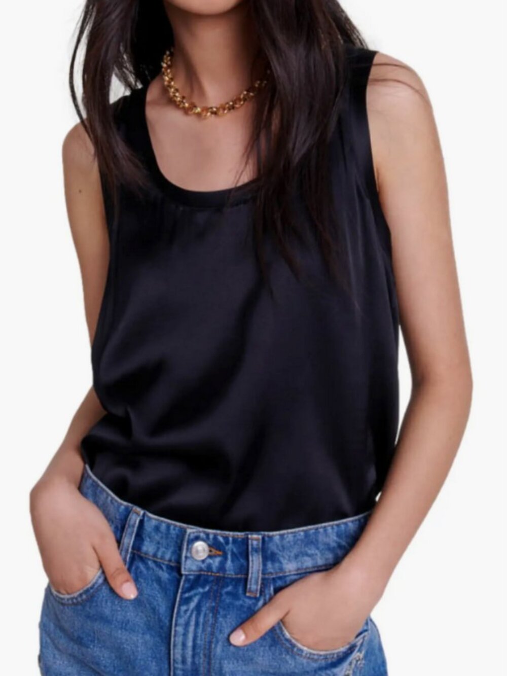 Maje Women’s 2 Black 100% Silk Tank Top Daring Chic
